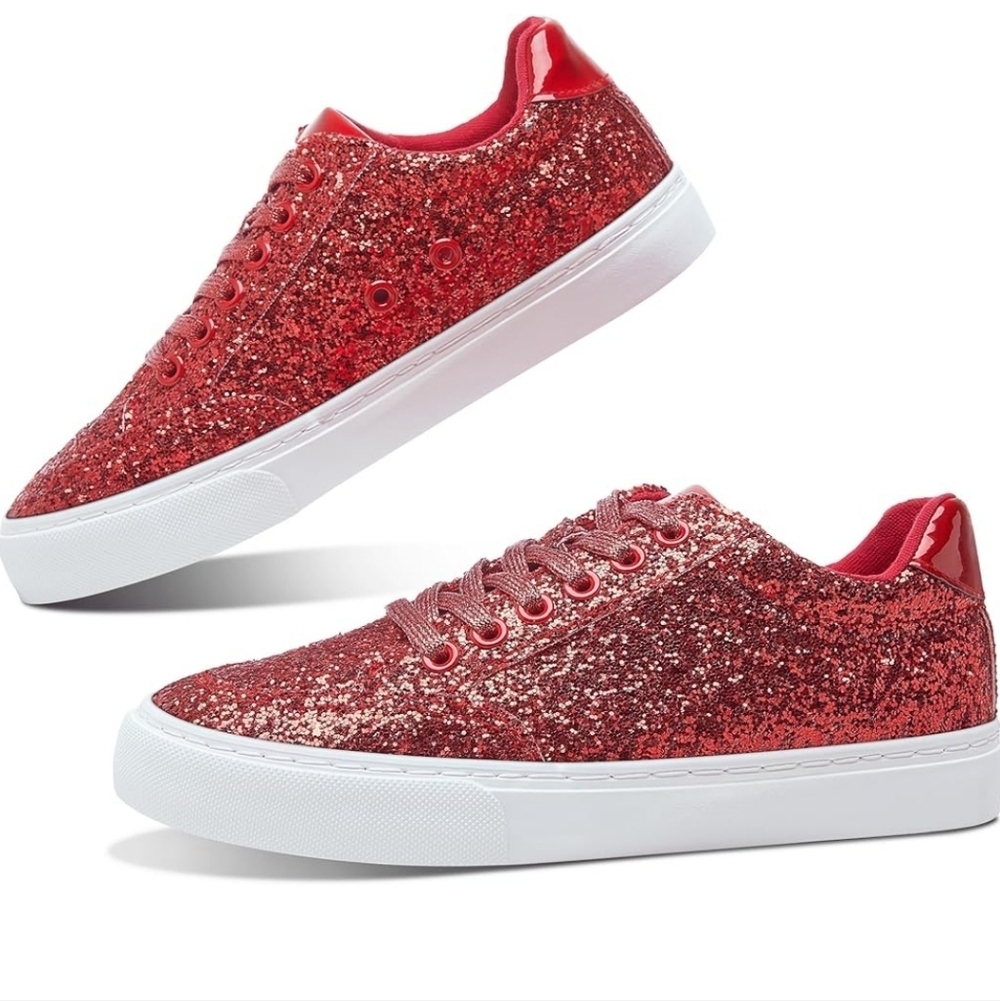Red Glitter Women's Sneakers
